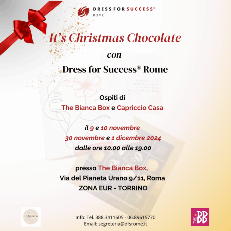 It’s Christmas Chocolate – Nei weekend del 9-10 nov e del 30 nov - 1 dic 2024 - Dress for Success Rome